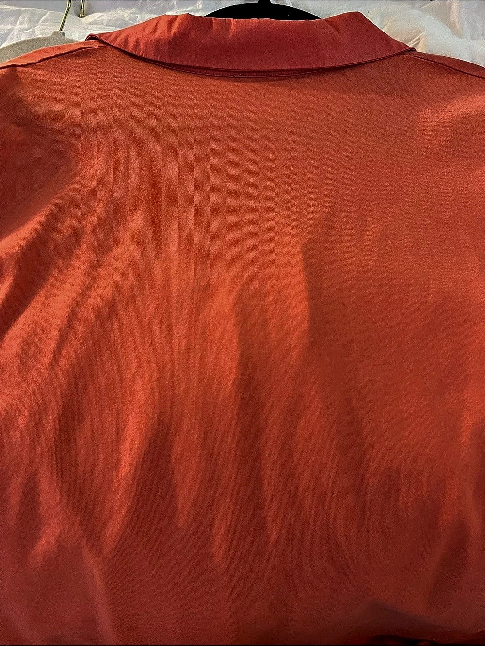 Chico's Short Sleeve Blouse in Coral.  Woven front and Knit Back and Sleeves - Picture 5 of 5